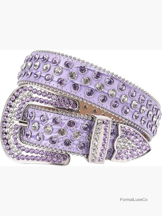 Rhinestone Studded Western Leather Belt for Jeans, Unisex Sparkle Diamond Belt main image 7
